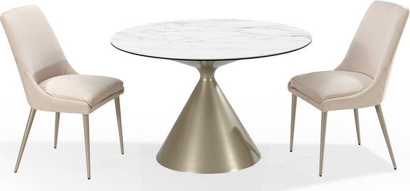 Winston Upholstered Metal Leg Dining Chair in Cream and Champagne
