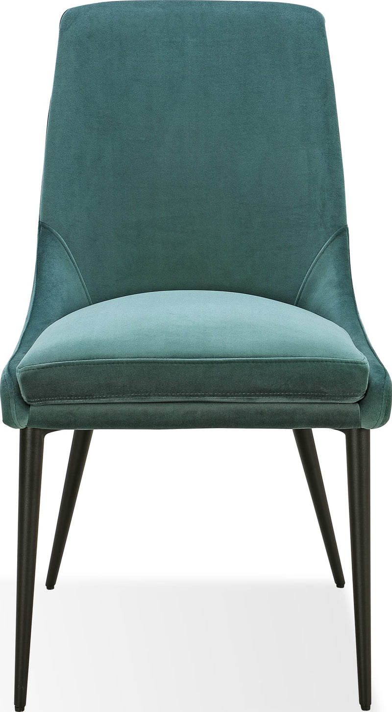 Winston Upholstered Metal Leg Dining Chair in Smoked Green and Black