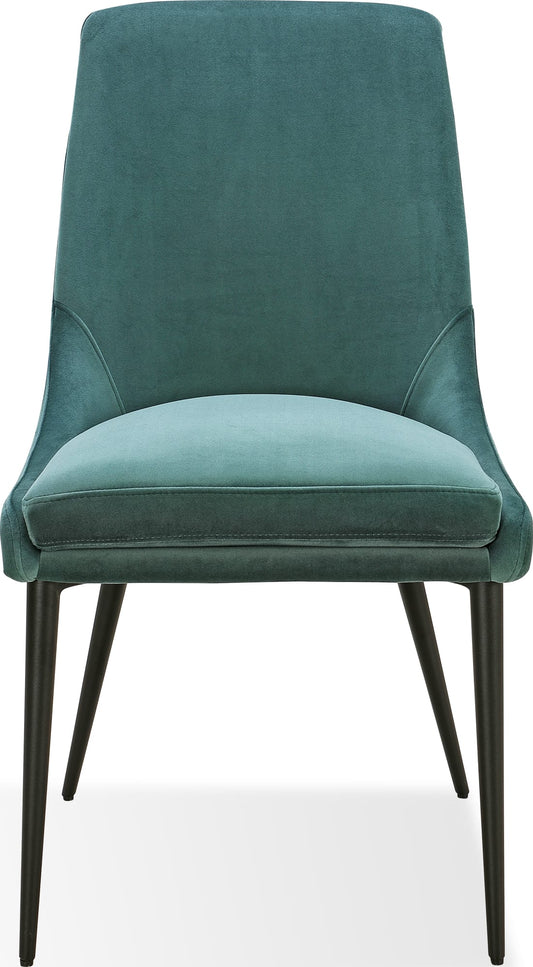 Winston Upholstered Metal Leg Dining Chair in Smoked Green and Black