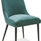 Winston Upholstered Metal Leg Dining Chair in Smoked Green and Black