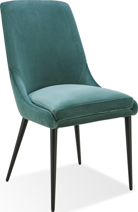 Winston Upholstered Metal Leg Dining Chair in Smoked Green and Black