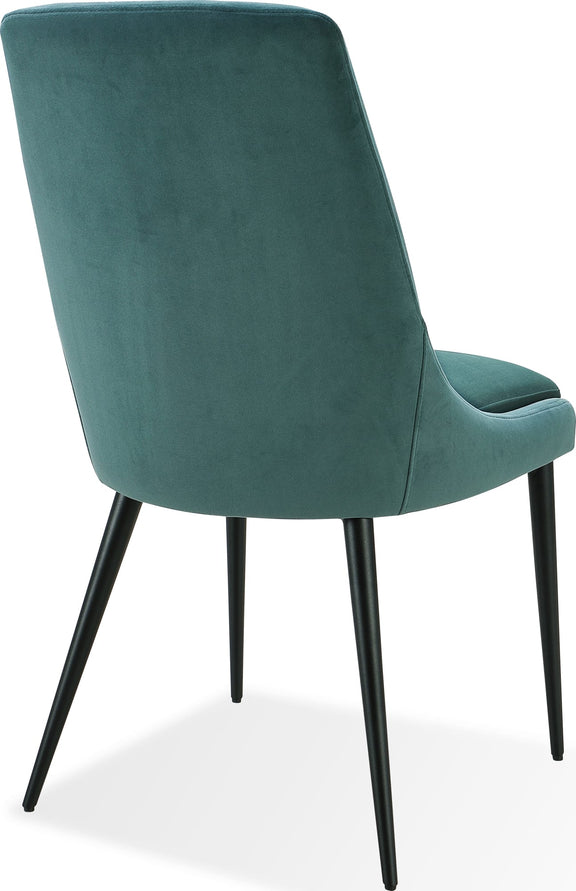 Winston Upholstered Metal Leg Dining Chair in Smoked Green and Black