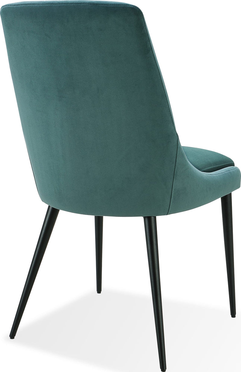 Winston Upholstered Metal Leg Dining Chair in Smoked Green and Black