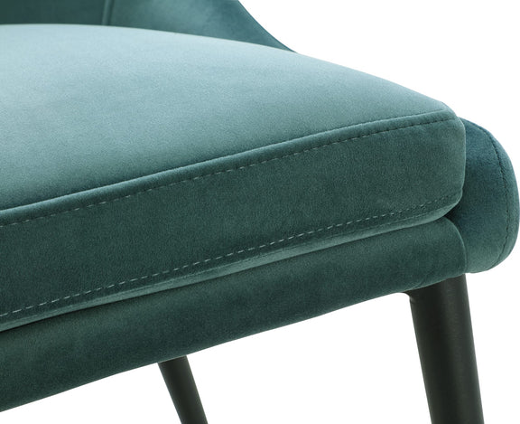 Winston Upholstered Metal Leg Dining Chair in Smoked Green and Black