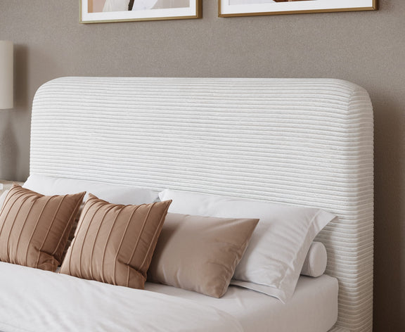 Wisteria California King-size Upholstered Platform Bed in Frosty Corduroy