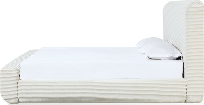 Wisteria King-size Upholstered Platform Bed in Frosty Corduroy