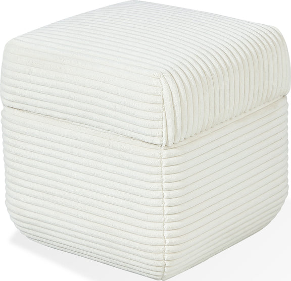 Wisteria Upholstered Storage Ottoman in Frosty Corduroy