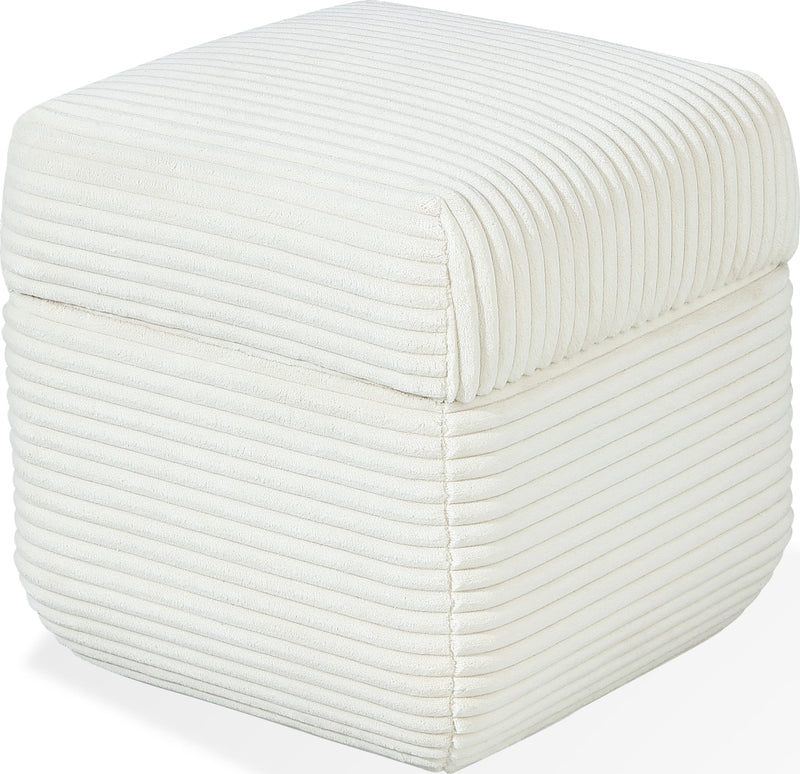 Wisteria Upholstered Storage Ottoman in Frosty Corduroy