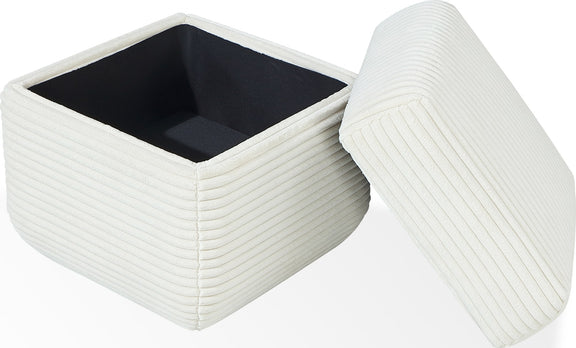 Wisteria Upholstered Storage Ottoman in Frosty Corduroy