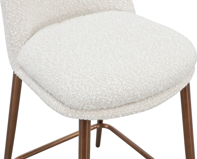 Wyatt Upholstered Counter Stool in Ricotta Boucle and Bronze Metal