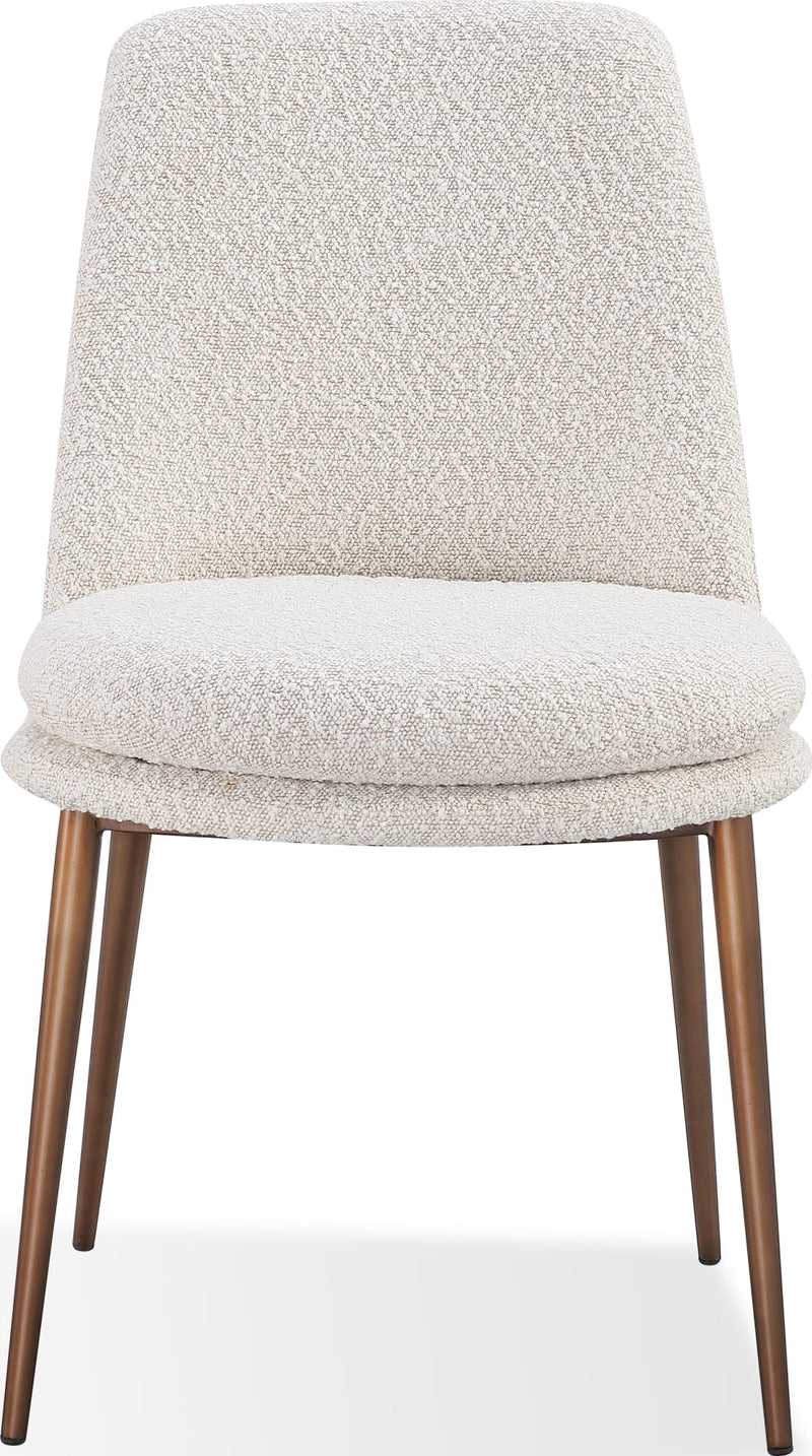 Wyatt Upholstered Dining Chair in Ricotta Boucle and Bronze Metal