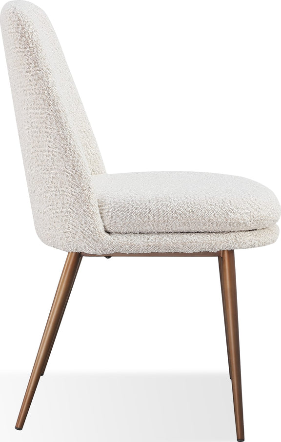 Wyatt Upholstered Dining Chair in Ricotta Boucle and Bronze Metal