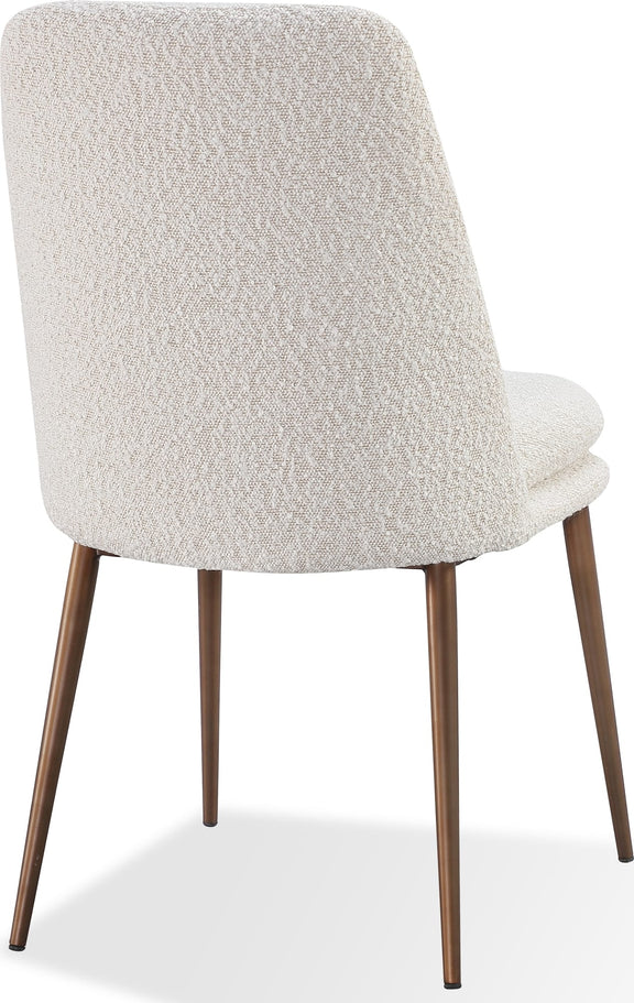 Wyatt Upholstered Dining Chair in Ricotta Boucle and Bronze Metal