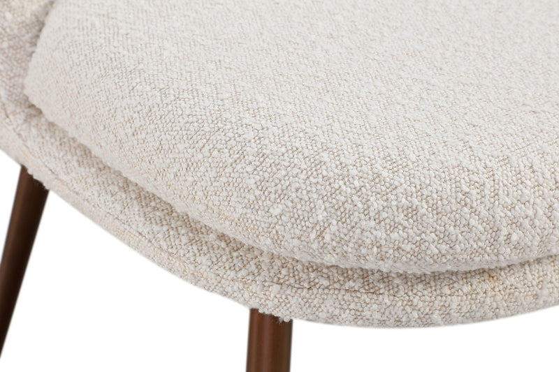 Wyatt Upholstered Dining Chair in Ricotta Boucle and Bronze Metal