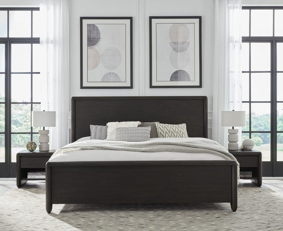 Xolani California King-Size Acacia Wood Platform Bed in Jaguar