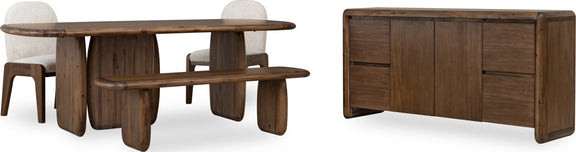 Xolani Rectangular Acacia Wood Pedestal Table in Impala