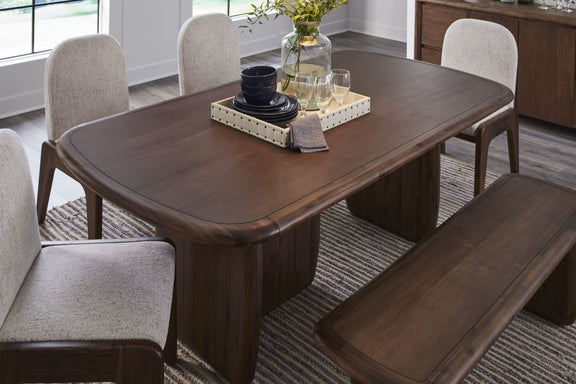 Xolani Rectangular Acacia Wood Pedestal Table in Impala