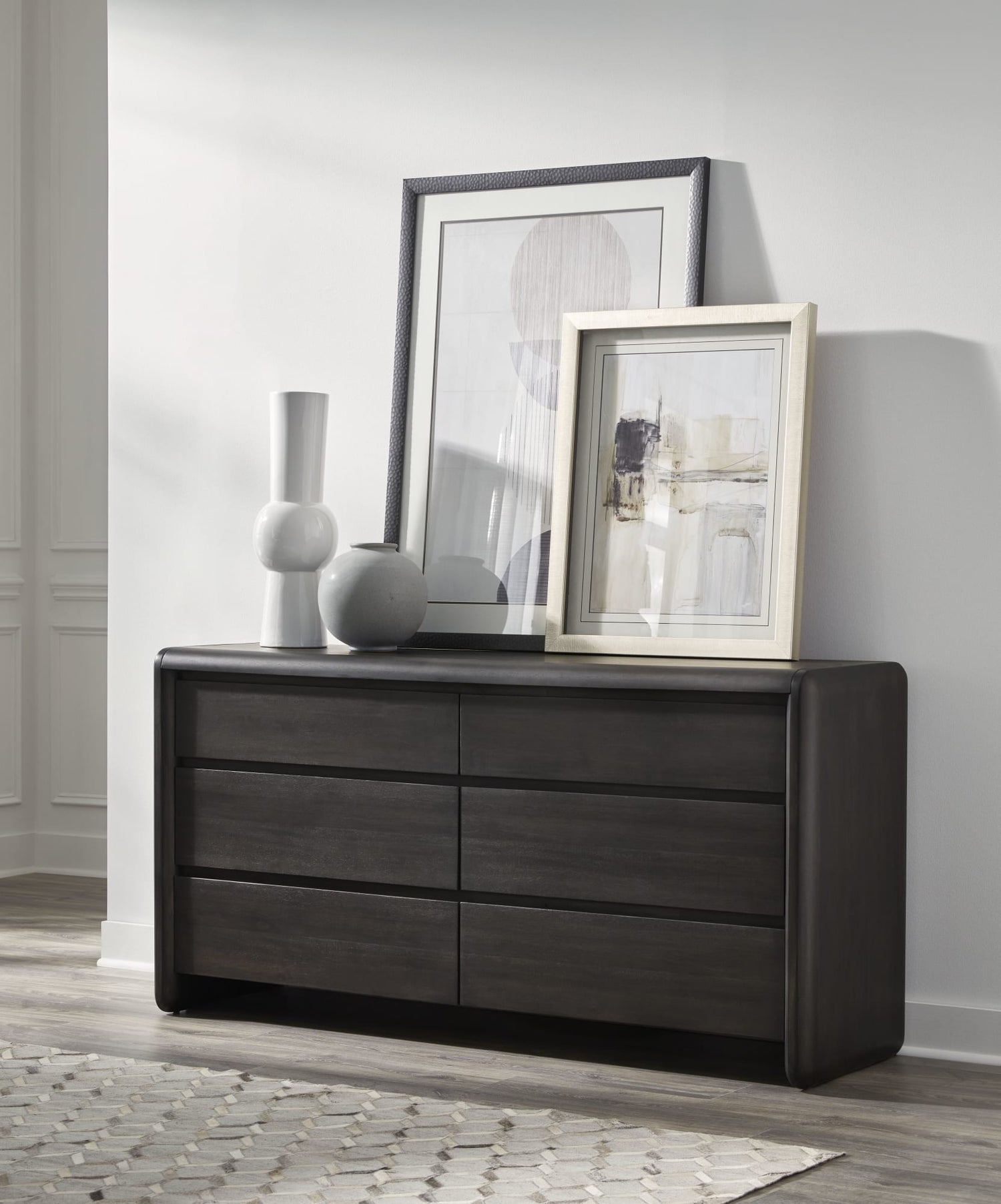 Xolani Six Drawer Acacia Wood Dresser in Jaguar