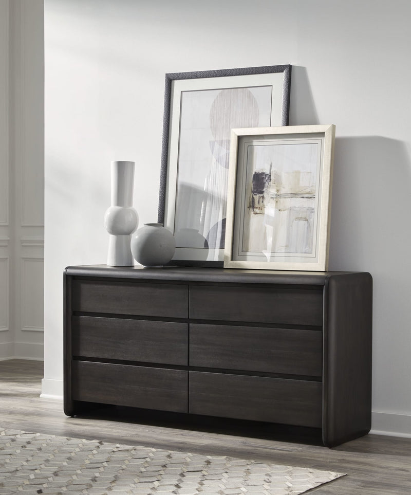 Xolani Six Drawer Acacia Wood Dresser in Jaguar