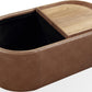Yeal Leather Upholstered Storage Coffee Table with Wooden Tray Top and Casters