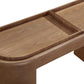 Yeal Leather Upholstered Storage Console Table with Wooden Tray Top