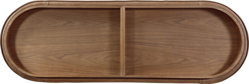 Yeal Leather Upholstered Storage Console Table with Wooden Tray Top