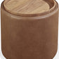 Yeal Leather Upholstered Storage End Table with Wooden Tray Top