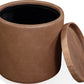 Yeal Leather Upholstered Storage End Table with Wooden Tray Top