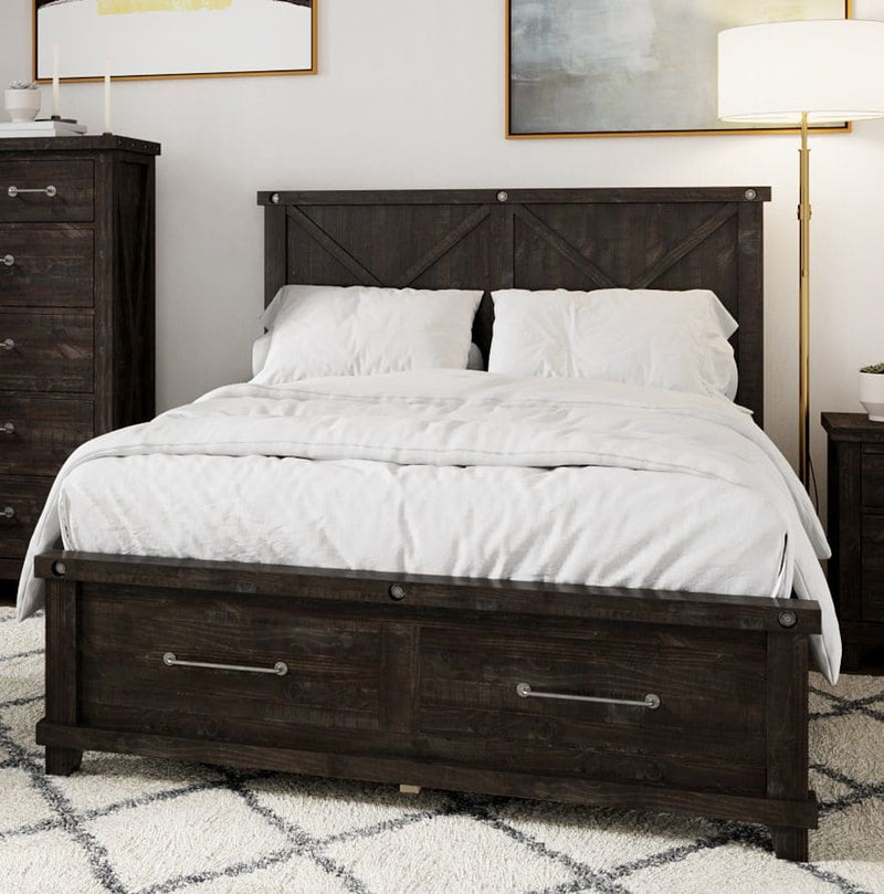 Yosemite Full-size Solid Wood Panel Bed in Cafe