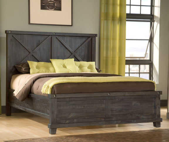Yosemite California King-size Solid Wood Panel Bed in Cafe