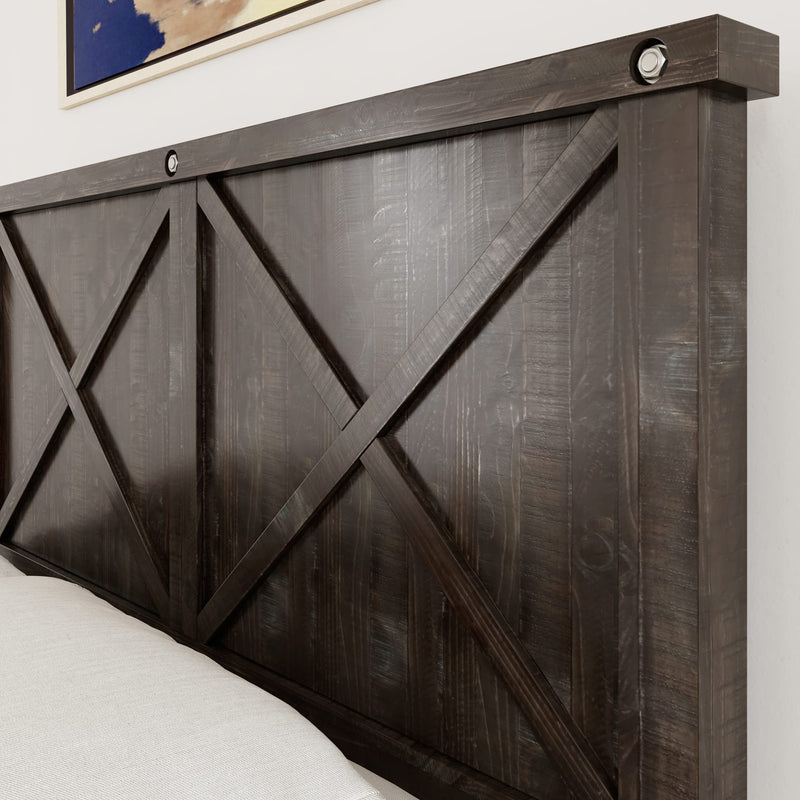 Yosemite California King-size Solid Wood Panel Bed in Cafe