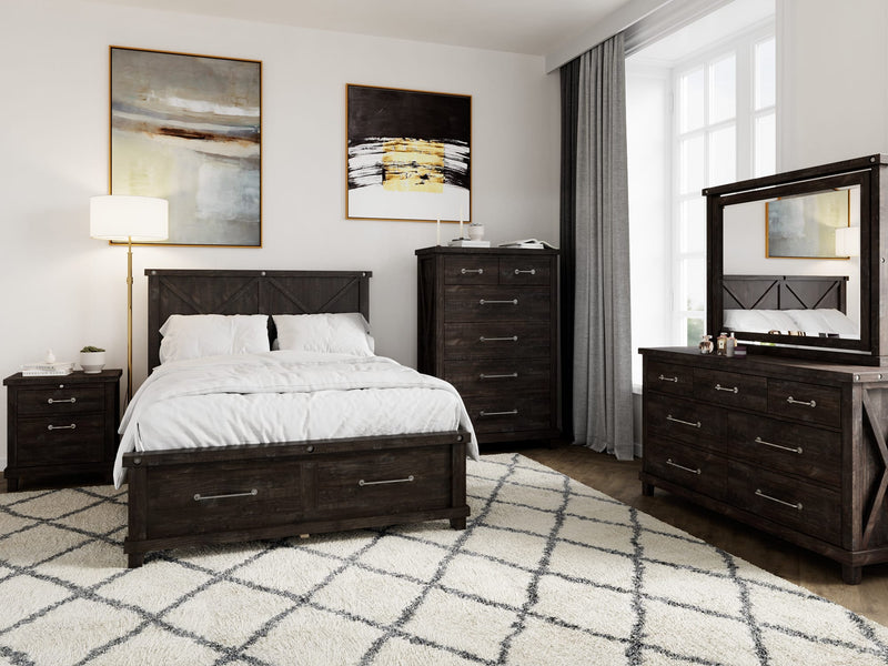 Yosemite Queen-size Solid Wood Panel Bed in Cafe