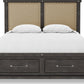 Yosemite California King-size Upholstered Footboard Storage Bed in Cafe