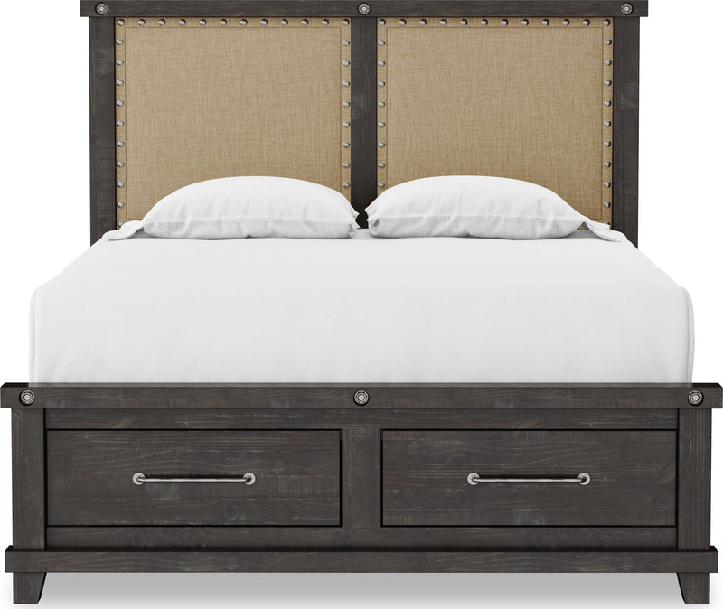 Yosemite California King-size Upholstered Footboard Storage Bed in Cafe