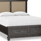 Yosemite California King-size Upholstered Footboard Storage Bed in Cafe
