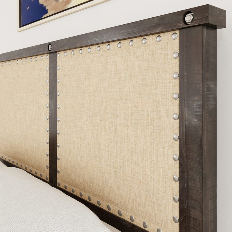 Yosemite King-size Upholstered Footboard Storage Bed in Cafe