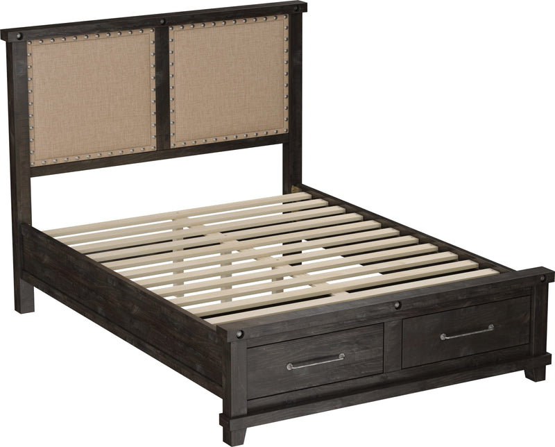Yosemite California King-size Upholstered Footboard Storage Bed in Cafe