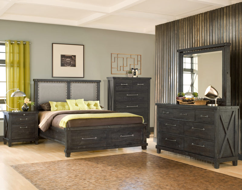 Yosemite California King-size Upholstered Footboard Storage Bed in Cafe