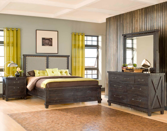 Yosemite King-size Upholstered Panel Bed in Cafe