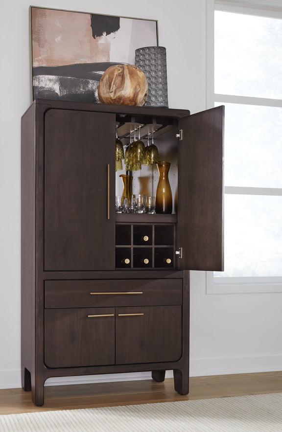 Zamba Four Door One Drawer Acacia Bar Cabinet in Jaguar