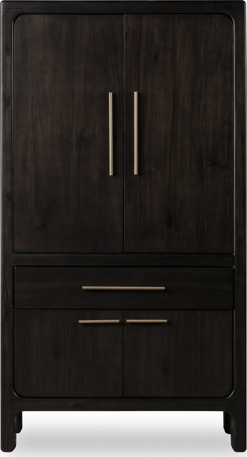 Zamba Four Door One Drawer Acacia Bar Cabinet in Jaguar