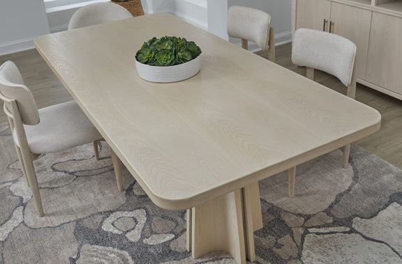 Zinnia Ash Wood Double Pedestal Dining Table in White Sand