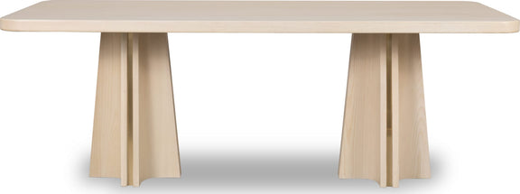 Zinnia Ash Wood Double Pedestal Dining Table in White Sand