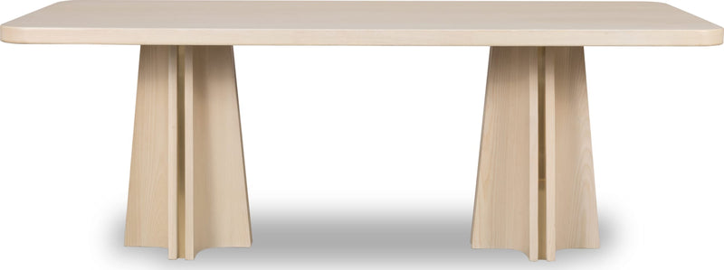 Zinnia Ash Wood Double Pedestal Dining Table in White Sand