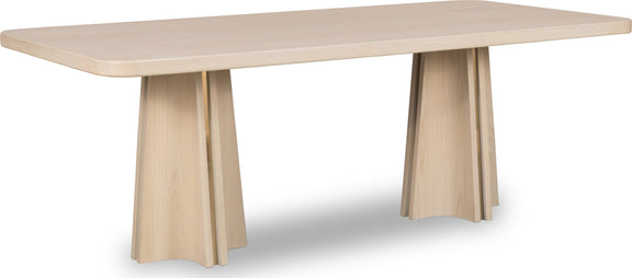 Zinnia Ash Wood Double Pedestal Dining Table in White Sand