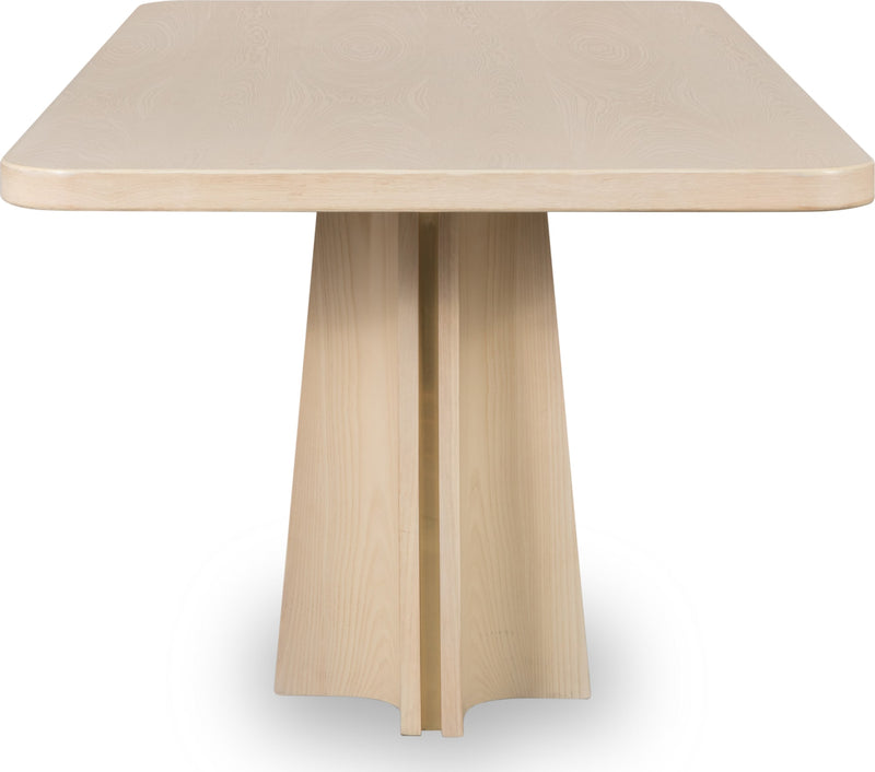 Zinnia Ash Wood Double Pedestal Dining Table in White Sand