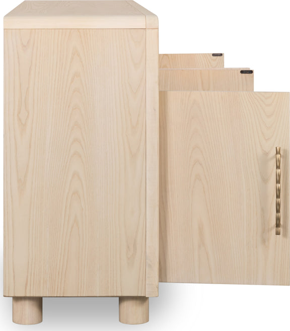 Zinnia Four Door Two Shelf Sideboard in White Sand