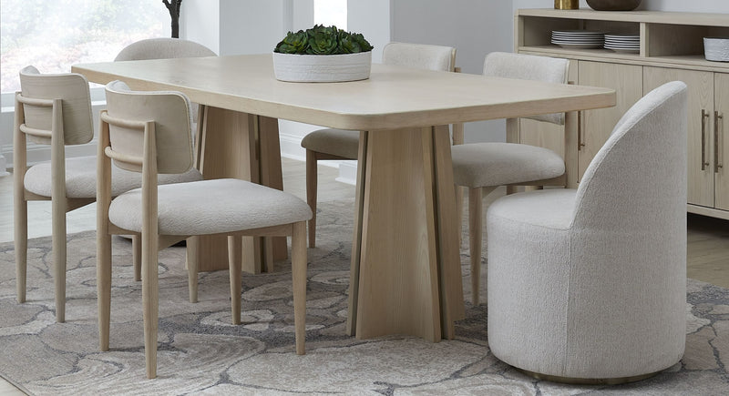 Zinnia Fully Upholstered Swivel Chair in Dune Chenille