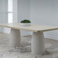 Zinnia Plaster Base Wood Top Dining Table in White Sand and Ivory