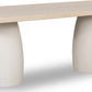 Zinnia Plaster Base Wood Top Dining Table in White Sand and Ivory